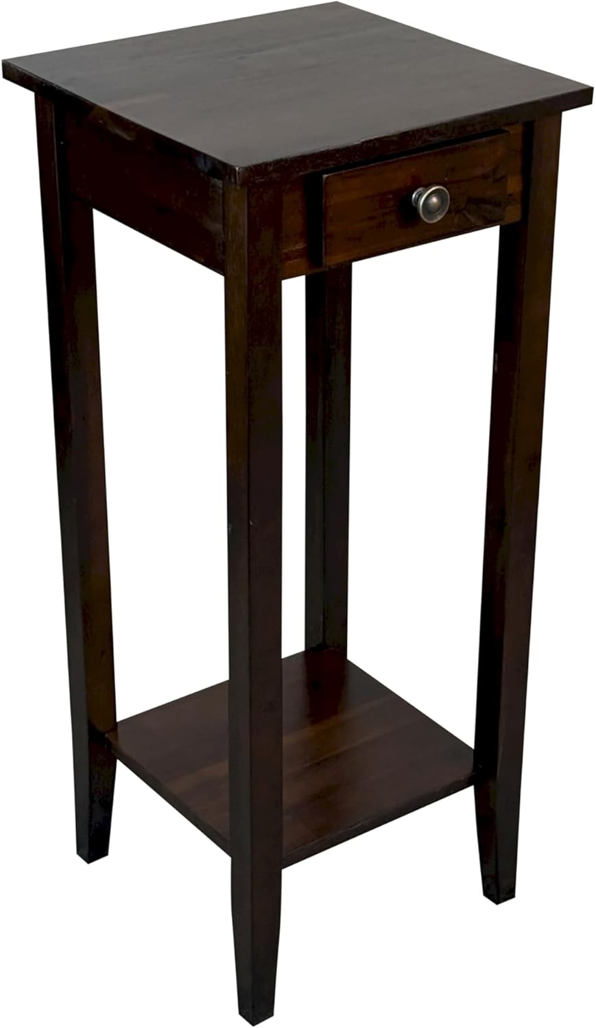 2-Tier Solid Acacia Plant Stand w/Drawer