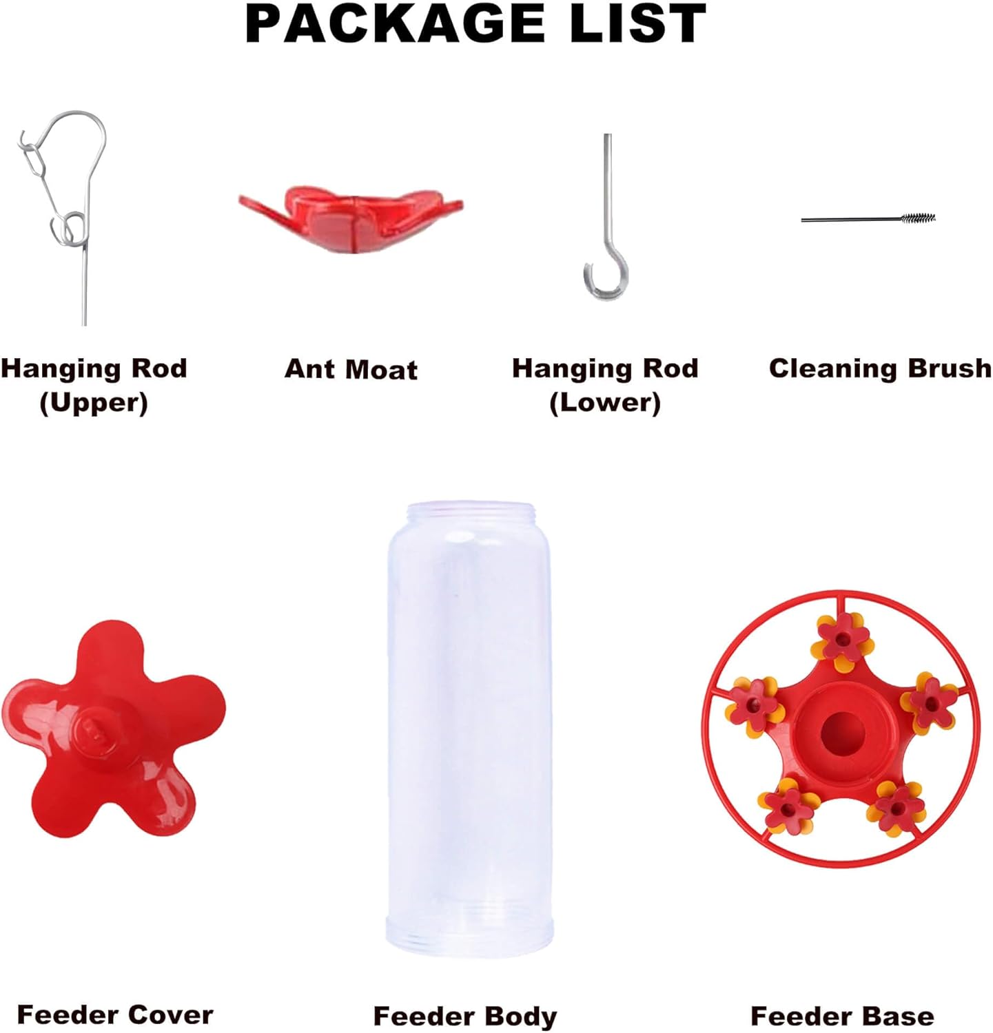 Hummingbird Feeders for Outdoors Hanging - 5 Feeding Ports 320 ml Plastic Hummingbird Feeder, Bee-Proof Leak-Proof No Drip, Easy to Clean with Cleaning Brush