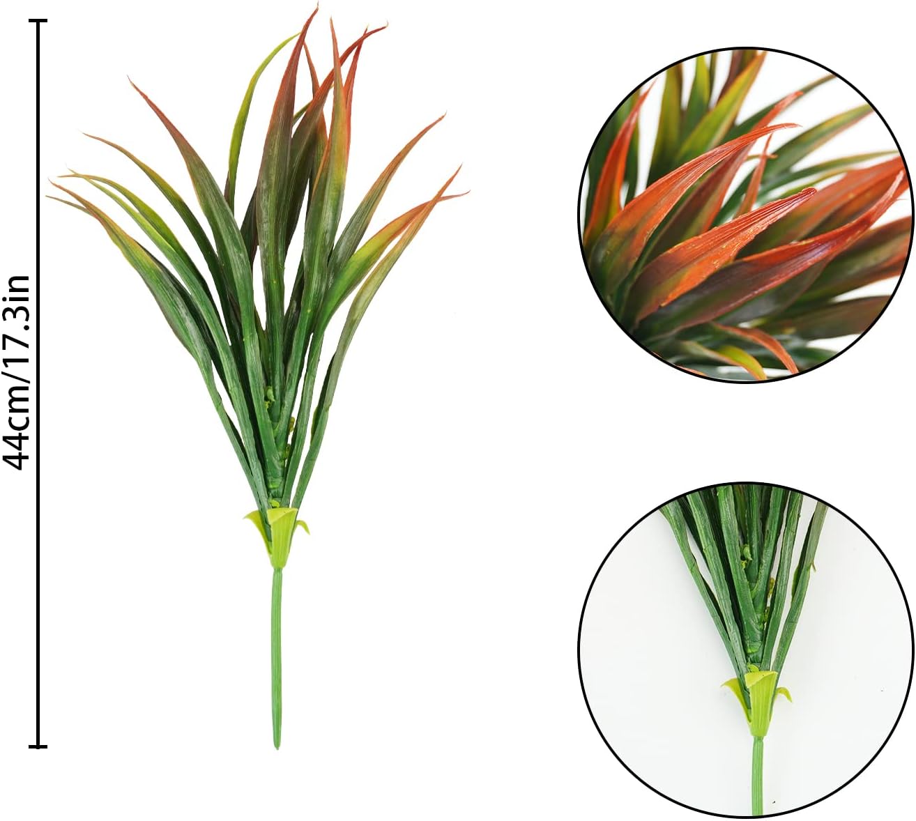 6Pcs Artificial Grass Fake Plants 17.3in Outdoor Plastic Plants UV Resistant Greenery Fake Grass for Home Window Garden Office Patio Hanging Planter Pathway Front Porch Décor Red