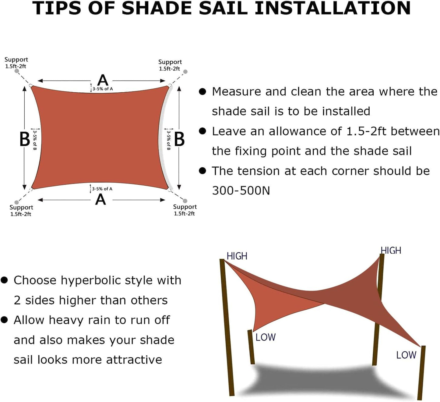 KANAGAWA 10'X20' Rust Red Custom Size Sun Shade Sail Rectangle UV Block Canopy Cover for Patio Backyard Lawn Garden Outdoor (Customized Available)