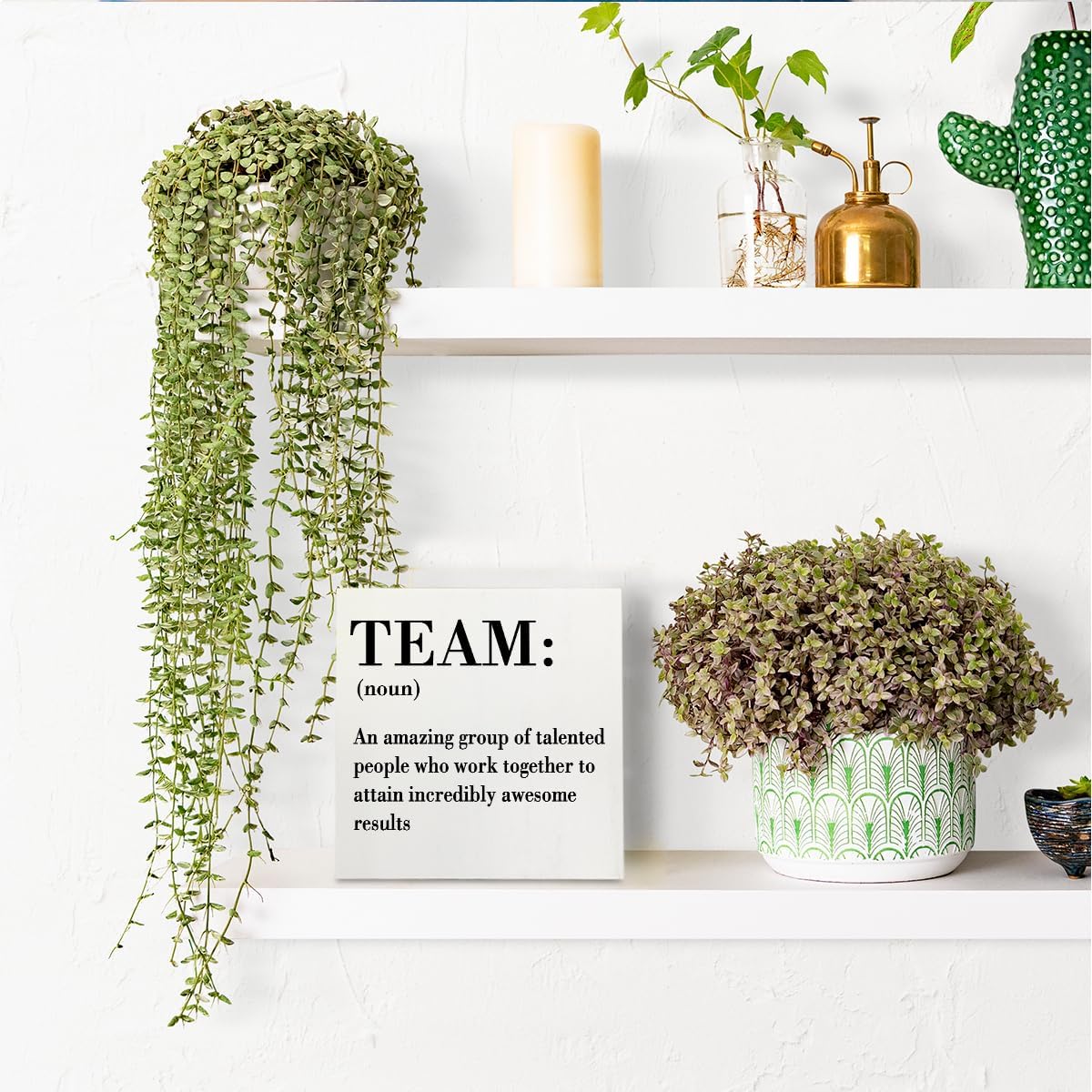 HTBIG Inspirational Team Noun Office Decor Desk Decor Wooden Box Sign Rustic White Wood Block Plaque Box Sign for Home Office Desk Shelf Table Decoration Coworker Gift Team Definition Teamwork Sign