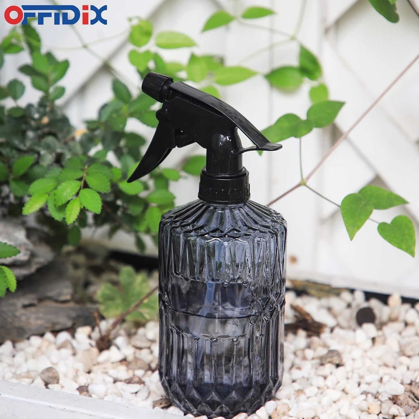 OFFIDIX Glass Spray Bottle, Fine Mist Plant Mister, Handheld Pressure Watering Can,Adjustable Nozzle Glass Spray Bottle,0.43L/15.17oz Handheld Spray Bottles for Garden Plants Cleaning Solutions(Gray)