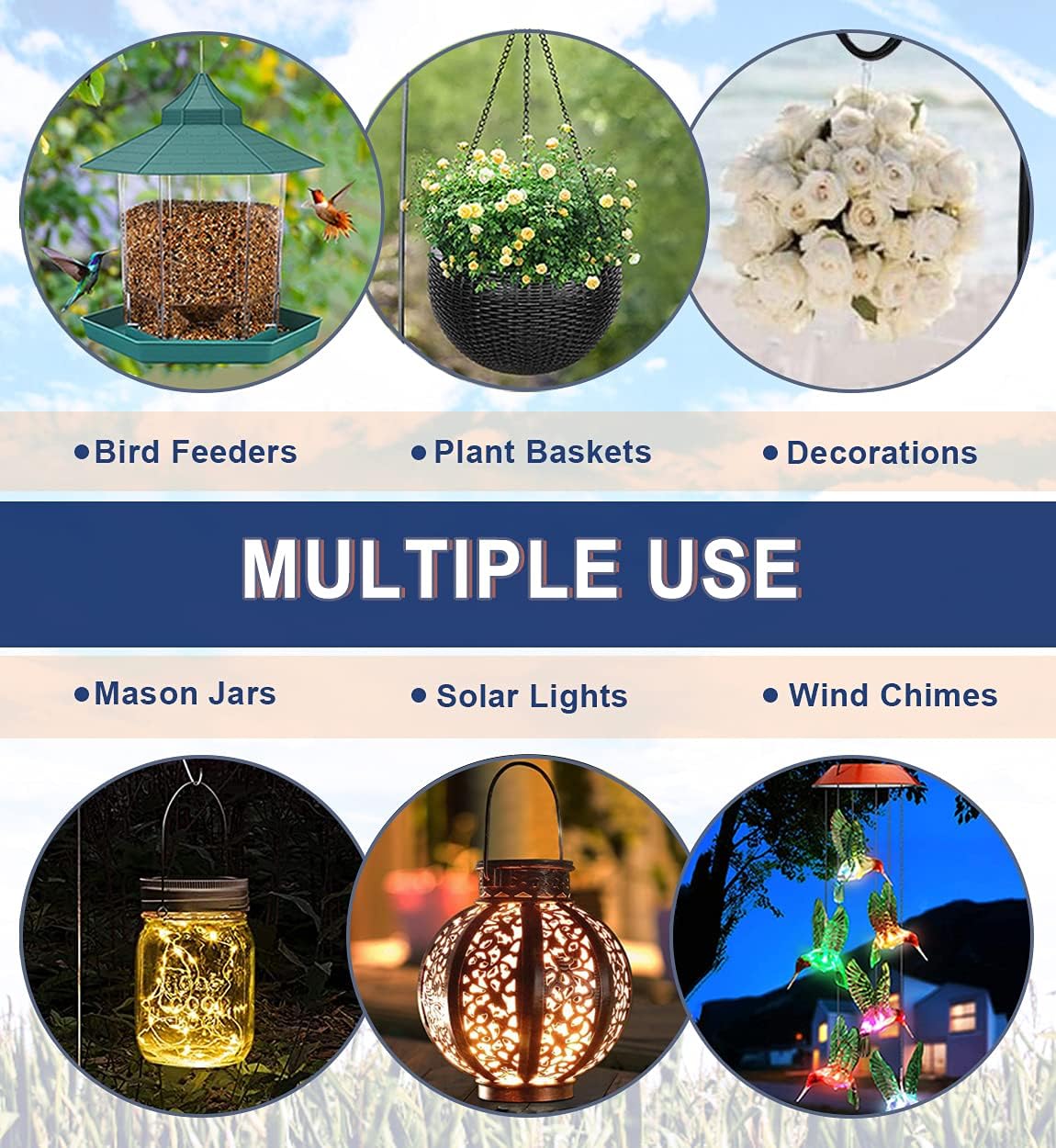 Shepherds Hook for Outdoor Bird Feeders Pole 60 Inch Tall, Adjustable Heavy Duty Garden Hanger Stake Pole with 5 Prong Base, Shiny Black (2 Packs)