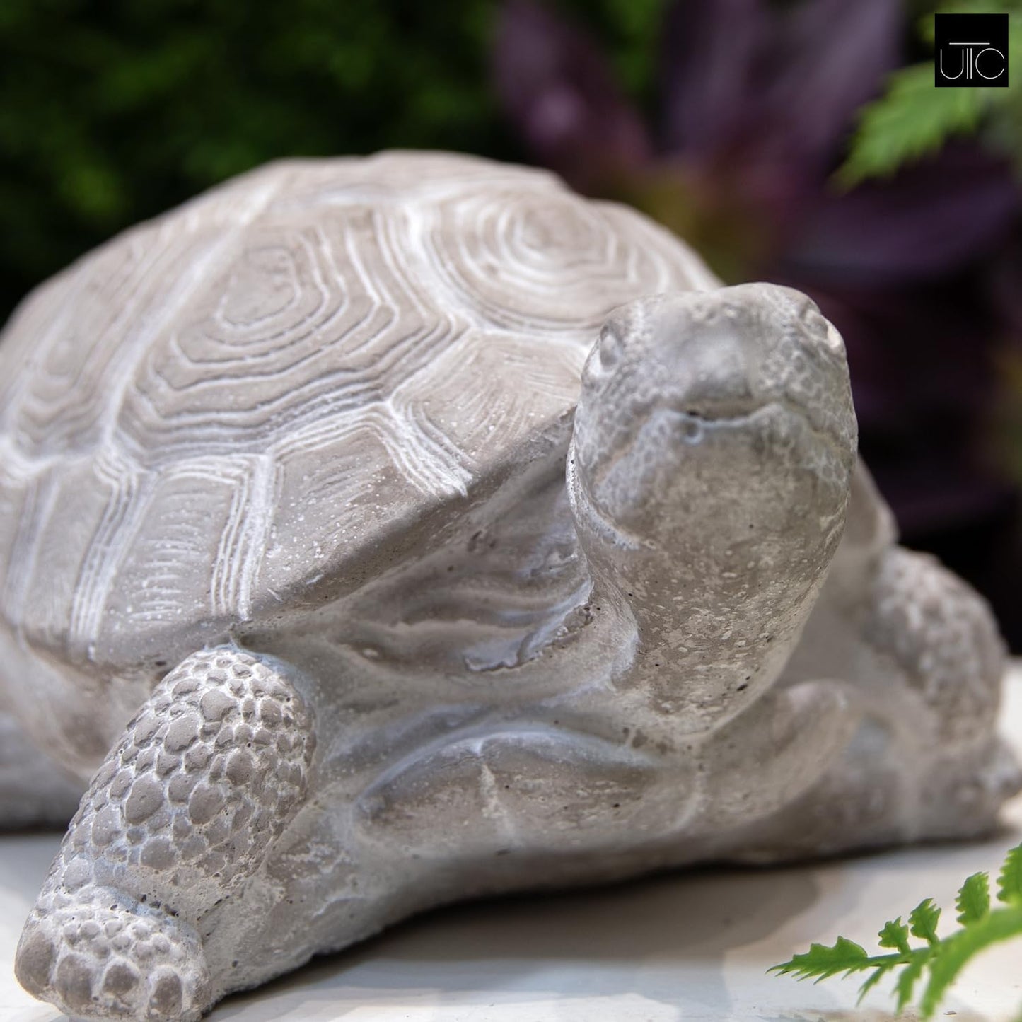 Modern Small Standing Turtle Figurine, Unique Cement Figurines, Handcrafted Decorative Washed Concrete Finish White Sculpture for Home, Garden,Office: 12.50"x9.00"x5.75"H