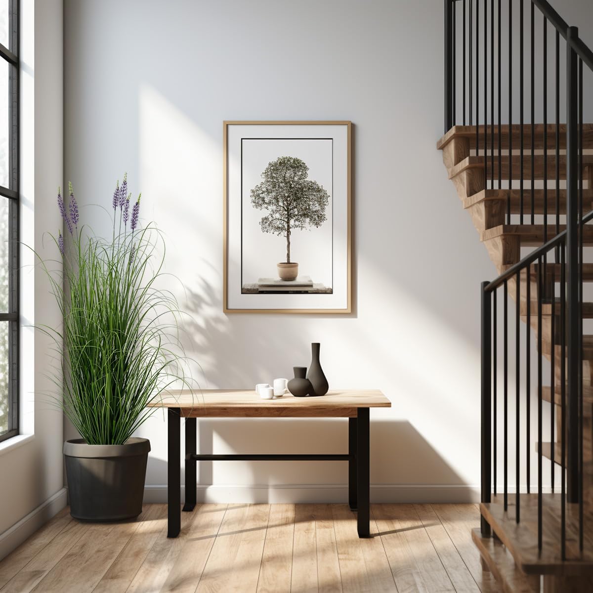 Artificial Plant 5ft Tall Artificial Lavender Plant,Faux Plants Indoor Home Decorative Artificial Plants & Flowers in Pot Fake Plant, House Plant Indoor