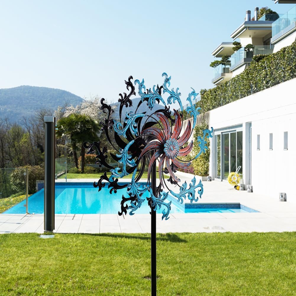 Wind Spinner Outdoor,Large Kinetic Wind Sculptures& Spinner 360 Degrees Wind Spinner Metal Windmill Spinner 58.7 Inch for Patio,Lawn & Garden