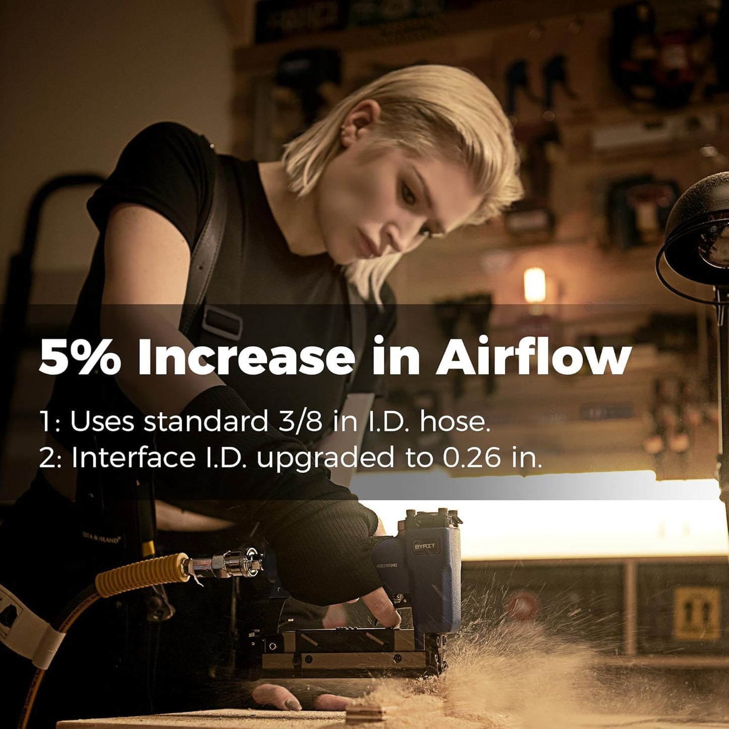 Double Arm Retractable Air Hose Reel, 3/8 in × 65 ft Hybrid Hose Heavy Duty Steel Professional Air Compressor Hose Reel with 5 ft Lead in Max 300PSI Auto Rewind Quick Coupler Swivel Fitting