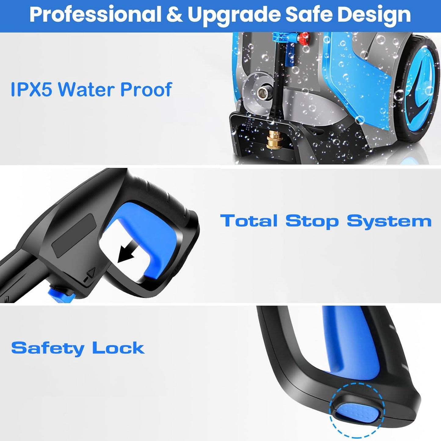 Electric Pressure Washer 5000PSI 4.0GPM Power Washers with M22-14mm Pressure Hose 33FT, Power Sprayers High Pressure with 1/4" QC Compatible Surface Cleaner for Home Cars Driveways, Dblue