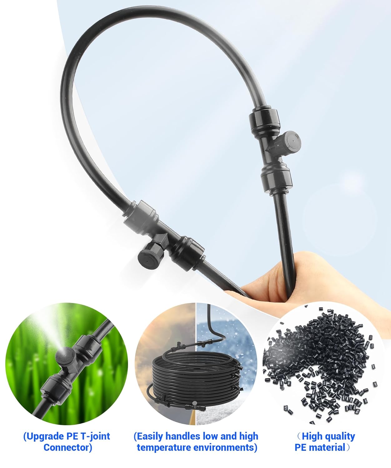 75FT Misters for Outside Patio Misters for Cooling (27 Mist Nozzles) Outdoor Water Patio Hose Greenhouse Mister System Outside Mist Backyard Trampoline for Waterpark Watering Misters for Cooling