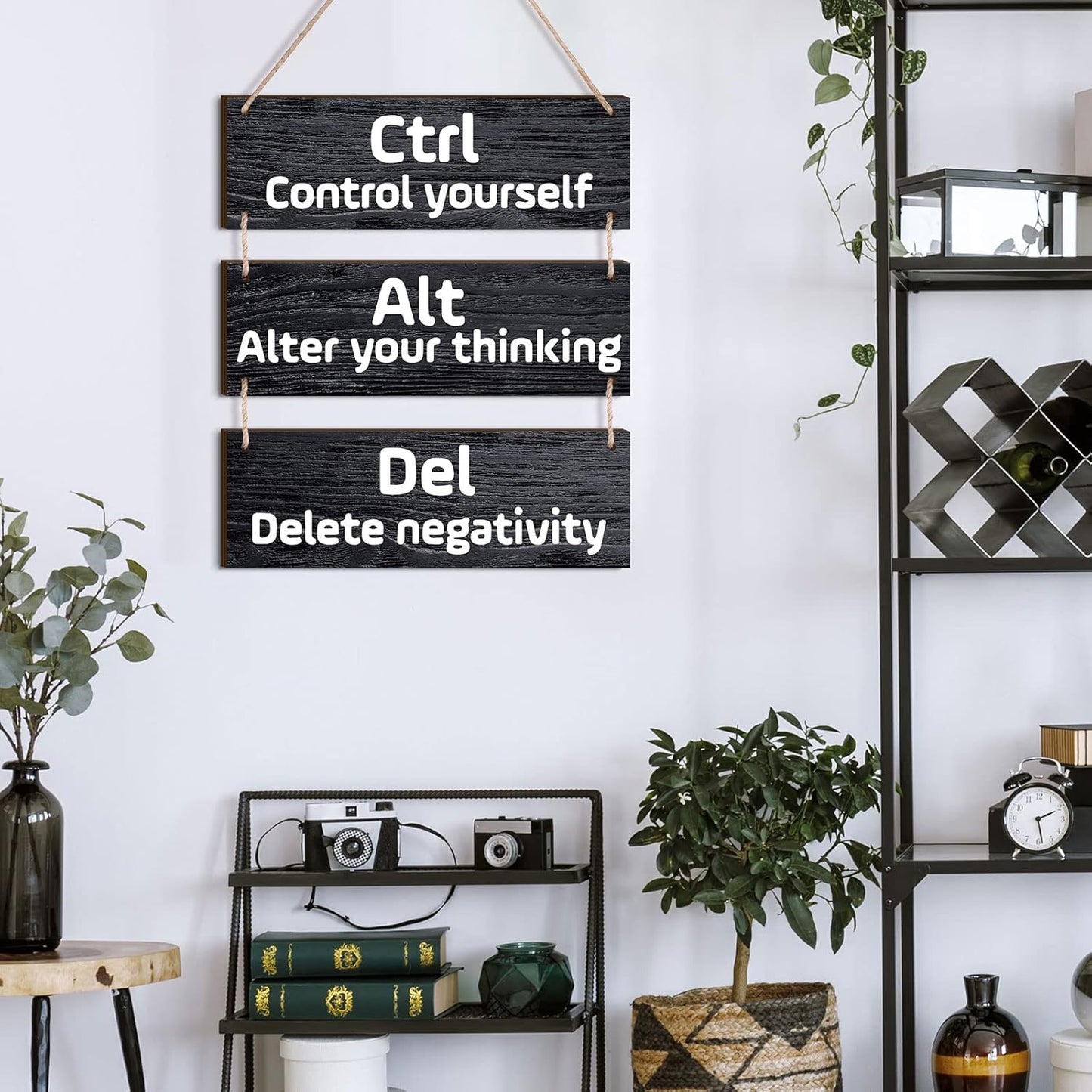 Office Wall Decor Inspirational Wall Art for Motivational Plaques Rustic Wooden Hanging Decor Positive Saying Quote Sign Art for Home Office Living Room(Black)