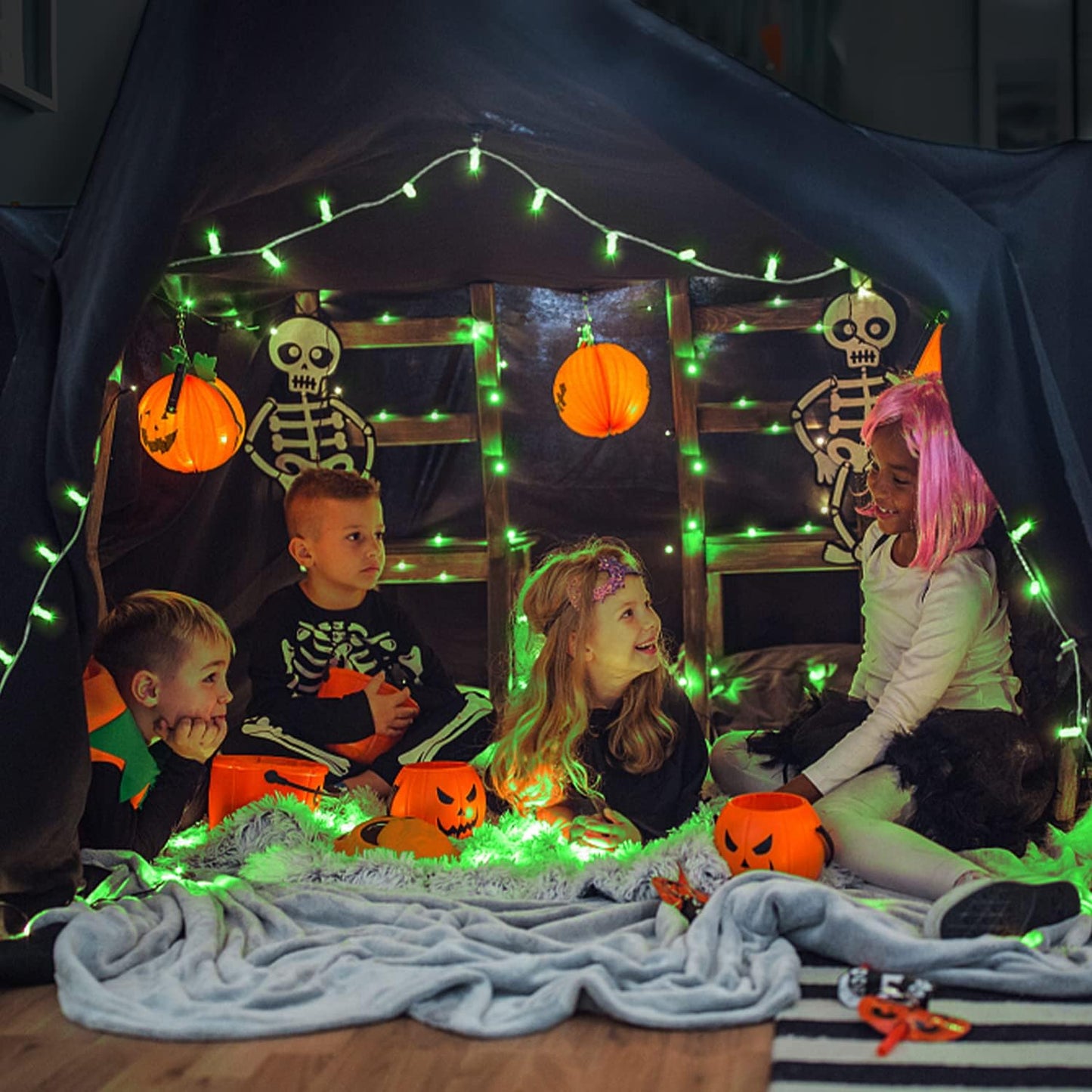 JMEXSUSS Connectable 100 LED Green Halloween Lights, 8 Modes Plug-in Green Christmas Lights Indoor, 33ft Clear Wire Twinkle String Light Outdoor for Halloween Christmas Tree Xmas Decor