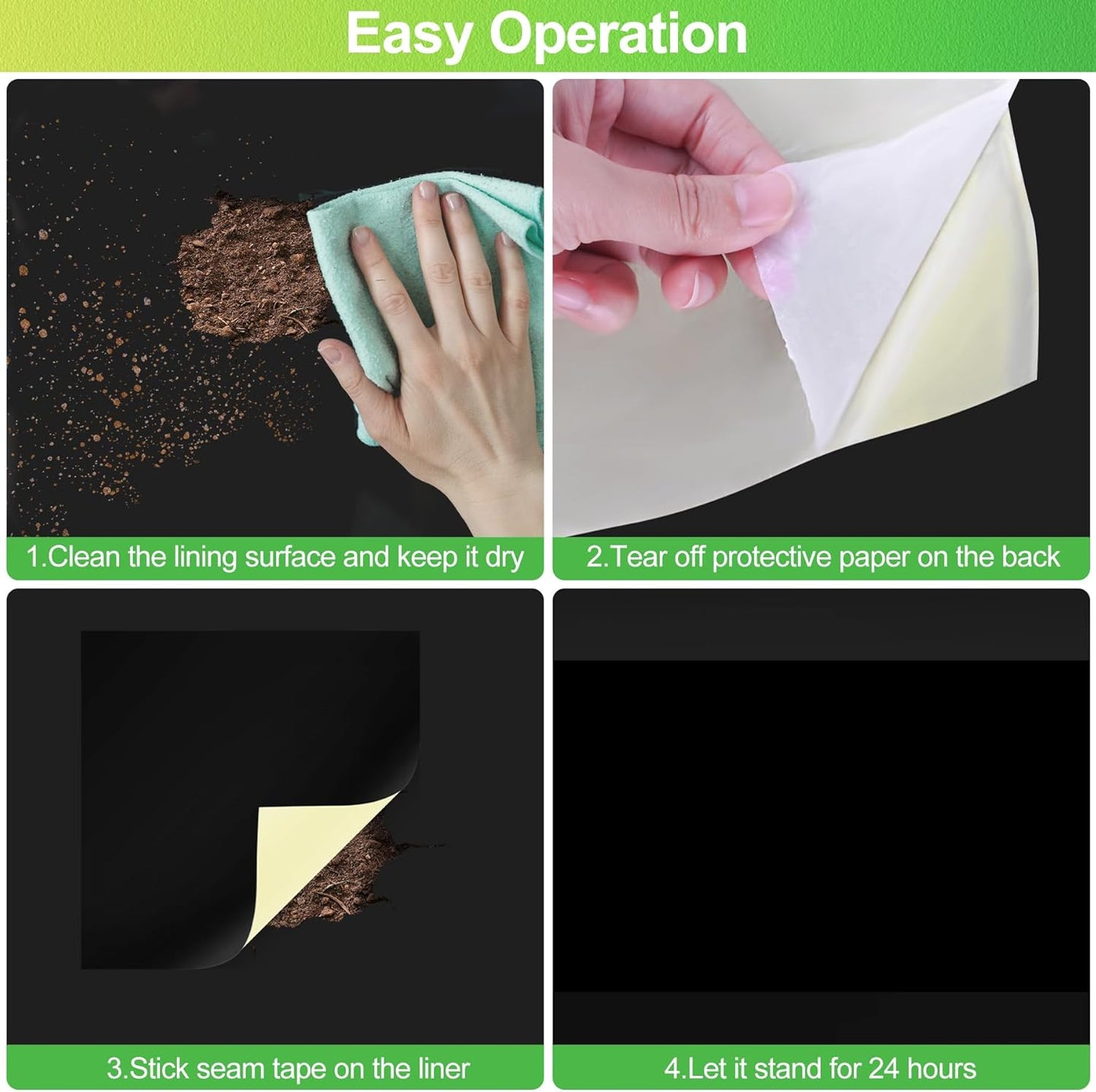 ToLanbbt 2PCS Pond Liner Repair Patch, 8'' x 8'' Self Adhesive Waterproof EPDM Liner Repair Patch Kit Thickened Rubber Pond Seam Peel and Stick Seam Kit for EPDM Garden Cover