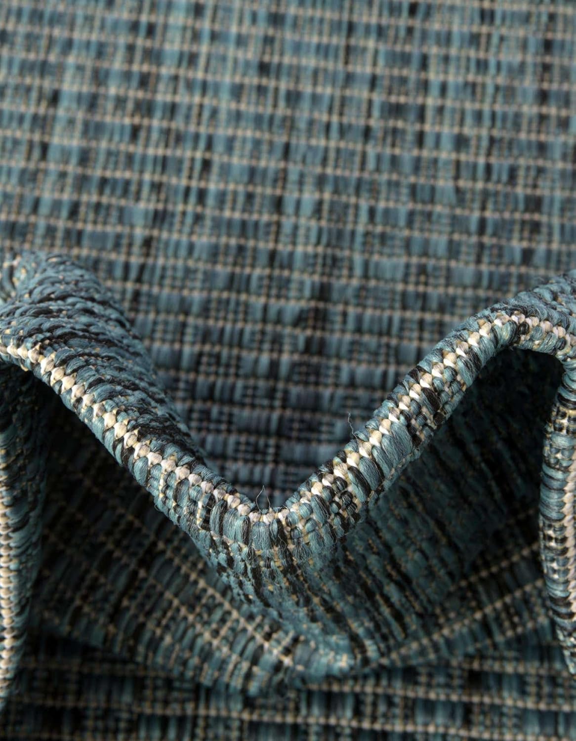 Unique Loom Outdoor Solid Collection Area Rug (10' Square Teal/Navy Blue)