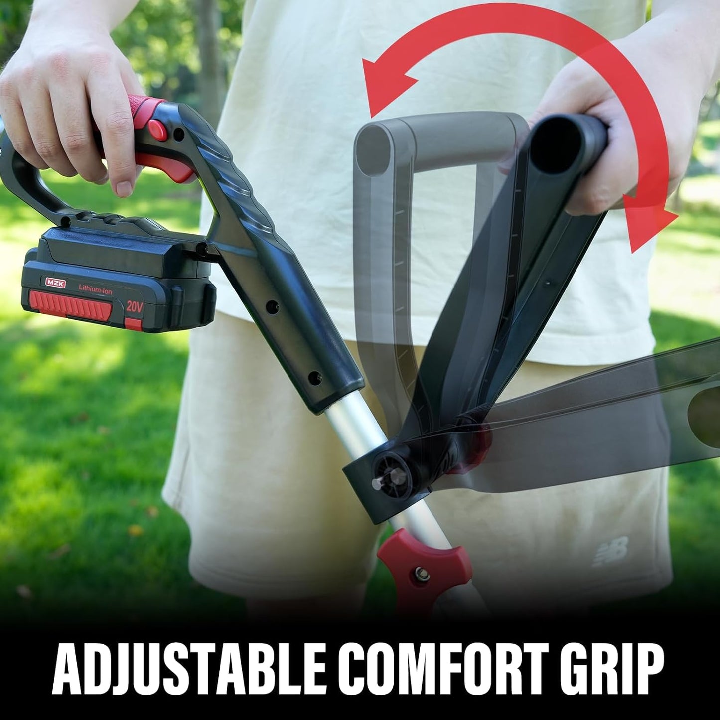 MZK 20V 12'' Cordless String Trimmer, Grass Trimmer&Edger with 8 Replacement Spools, Battery Powered Weed Trimmer with Auto Line Feed for Garden, Lawn(2 * 2AH Battery and Charger Included),ST12D07