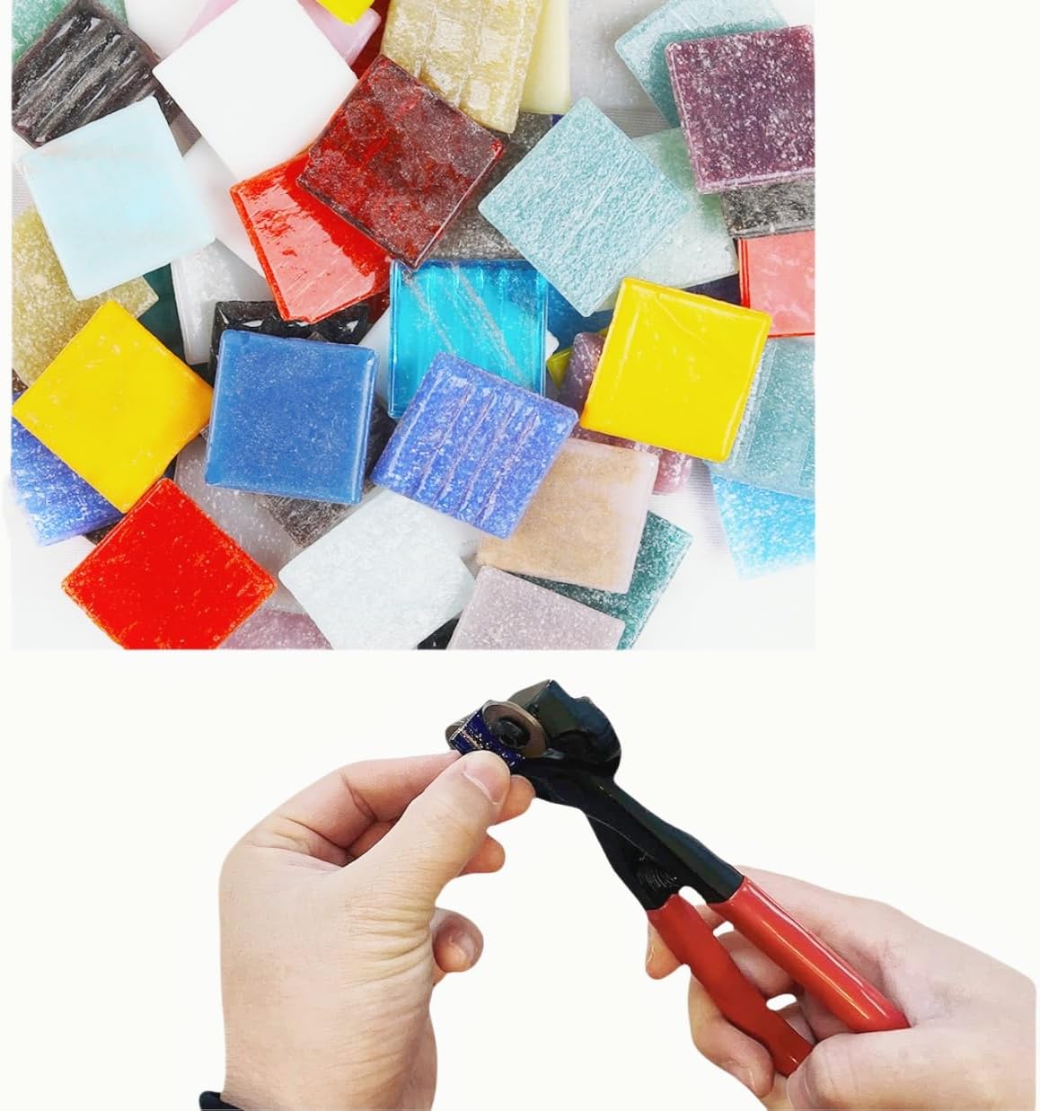 3/4 inch Quartz Glass Mosaic Tiles for Crafts, 1.1 LB, Square Mosaic Pieces for DIY Picture, Home Mosaic Decoration (Fleshcolor)