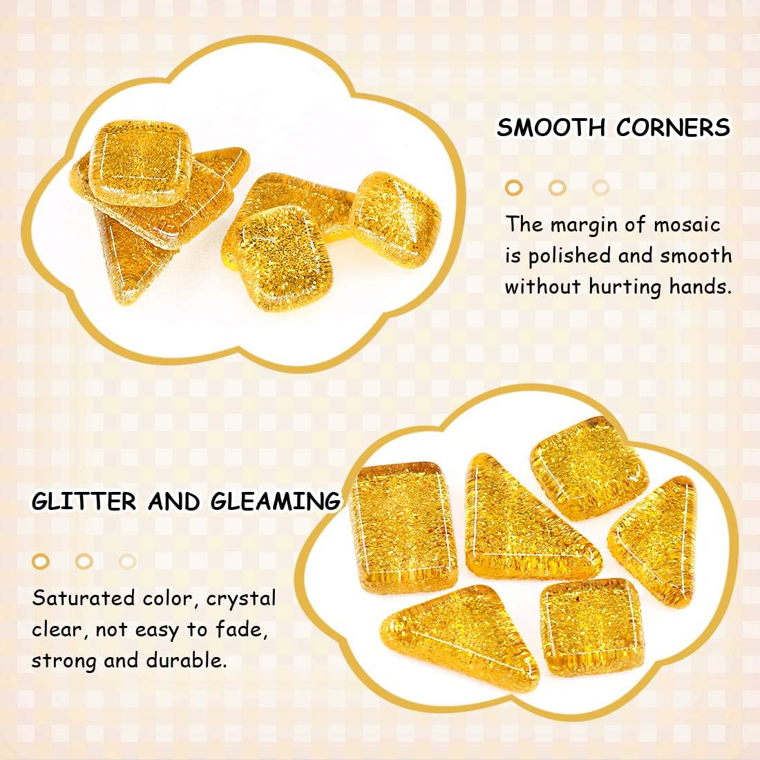 Swpeet 1 Pound Orange Shine Crystal Series Mosaic Tiles Assortment Kit, Square and Triangle Genuine Mosaic Tiles Glitter Crystal Mosaic Perfect for Home Decoration Crafts Supply