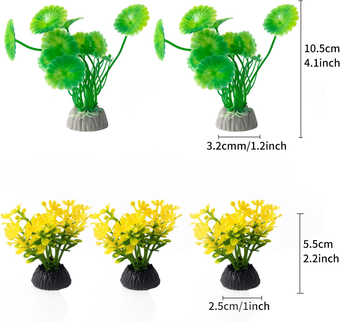 COMSUN 25 Pack Artificial Aquarium Plants, Small Size 4 inch Approximate Height Fish Tank Decorations Home Décor Plastic Yellow