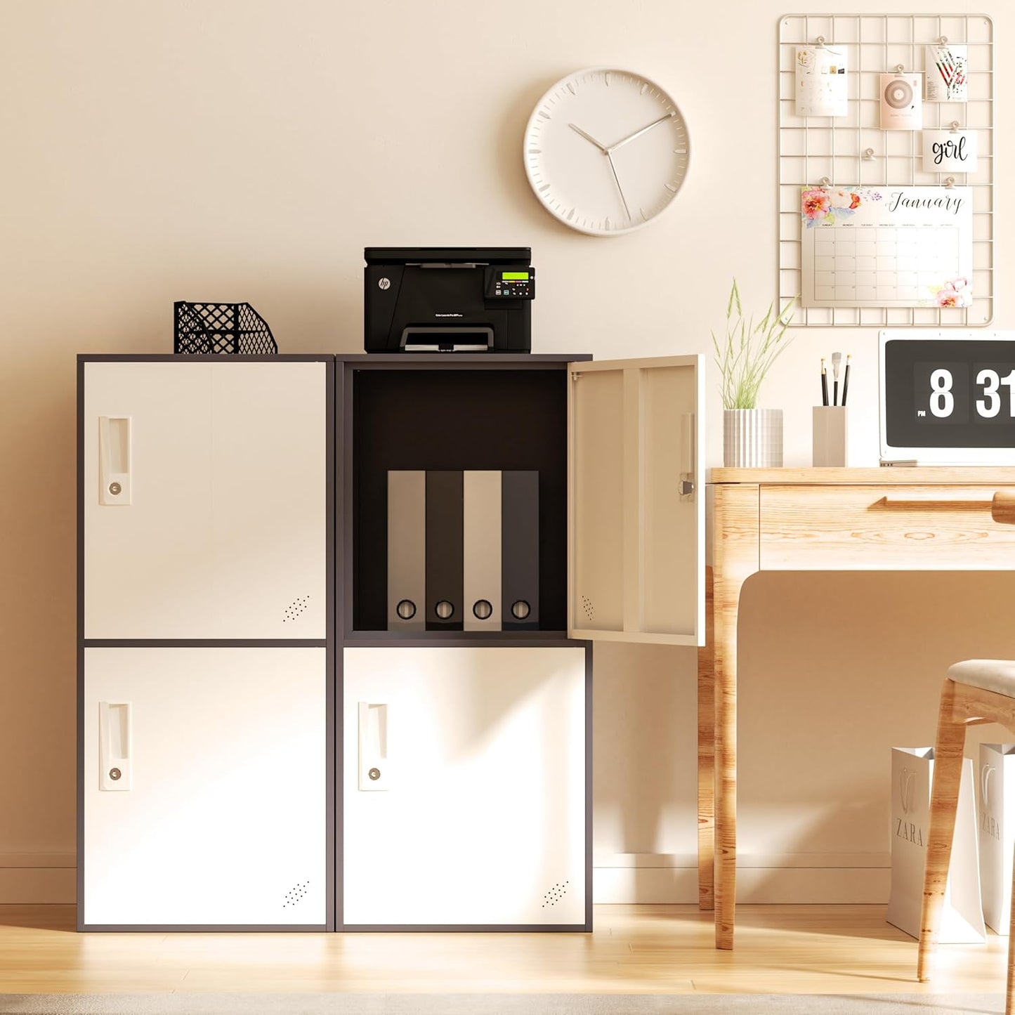 2 Door Vertical Stackable Storage Cabinet with Lock,Anti-Failing Device, Metal Lcoker,Organizer for Office, Home, Gym, School,Employee,Kids. (2D-Grey)