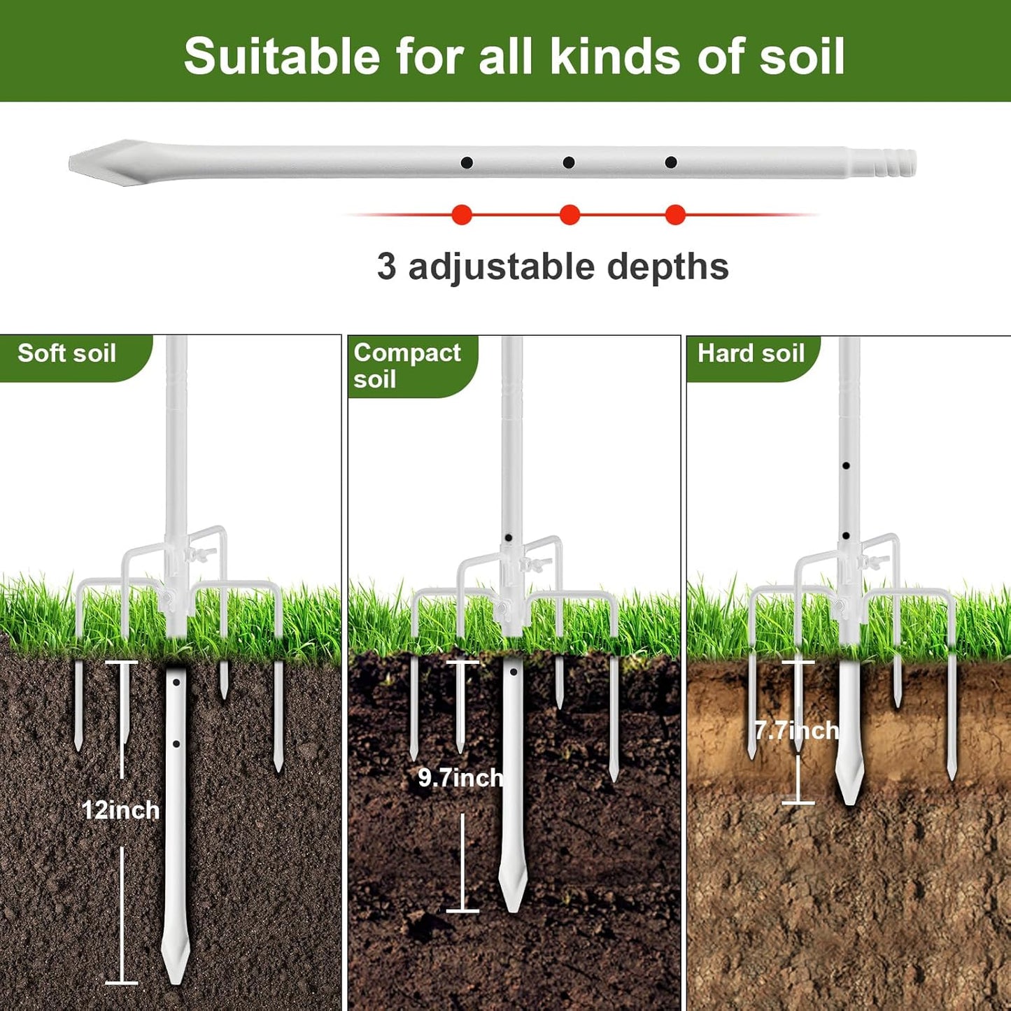 Hummingbird Feeder Pole for Outdoors - Heavy Duty Bird Feeder Stand with Adjustable Stake,62" Rustproof Shepards Poles with Hangers Holder for Birdfeeder,Wind Chimes,Lanterns,Wreaths,White