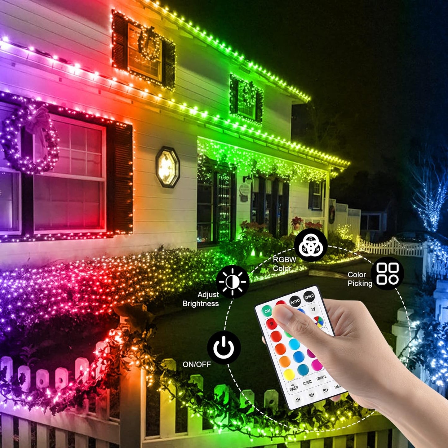 weillsnow Color Changing Christmas Lights, 66ft 200 LED RGB String Lights with Remote & Timer, Fairy Lights for Indoor Outdoor Xmas Tree Party Wedding Christmas Decorations