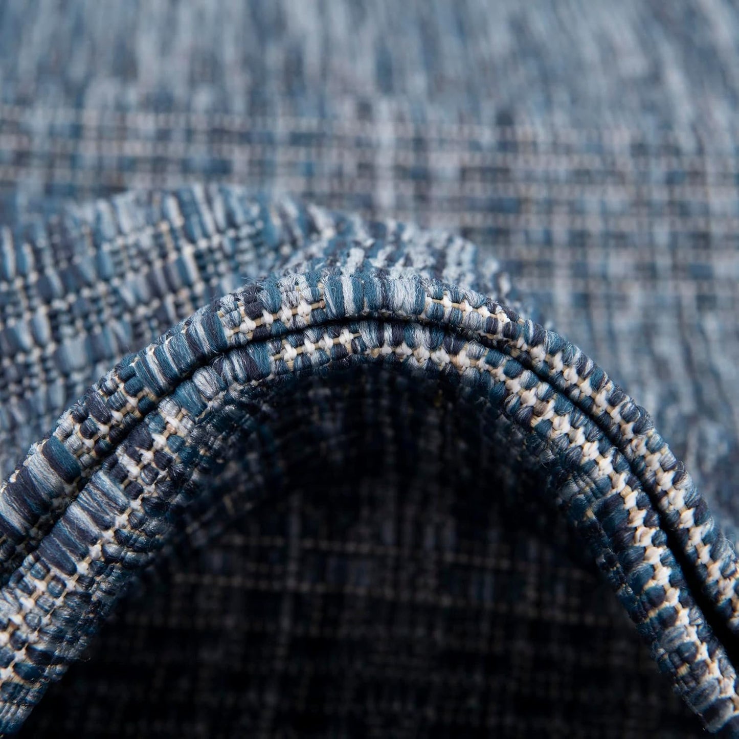 Unique Loom Collection Casual Transitional Solid Heathered Indoor/Outdoor Flatweave Area Rug (13' Round, Blue/Navy Blue)