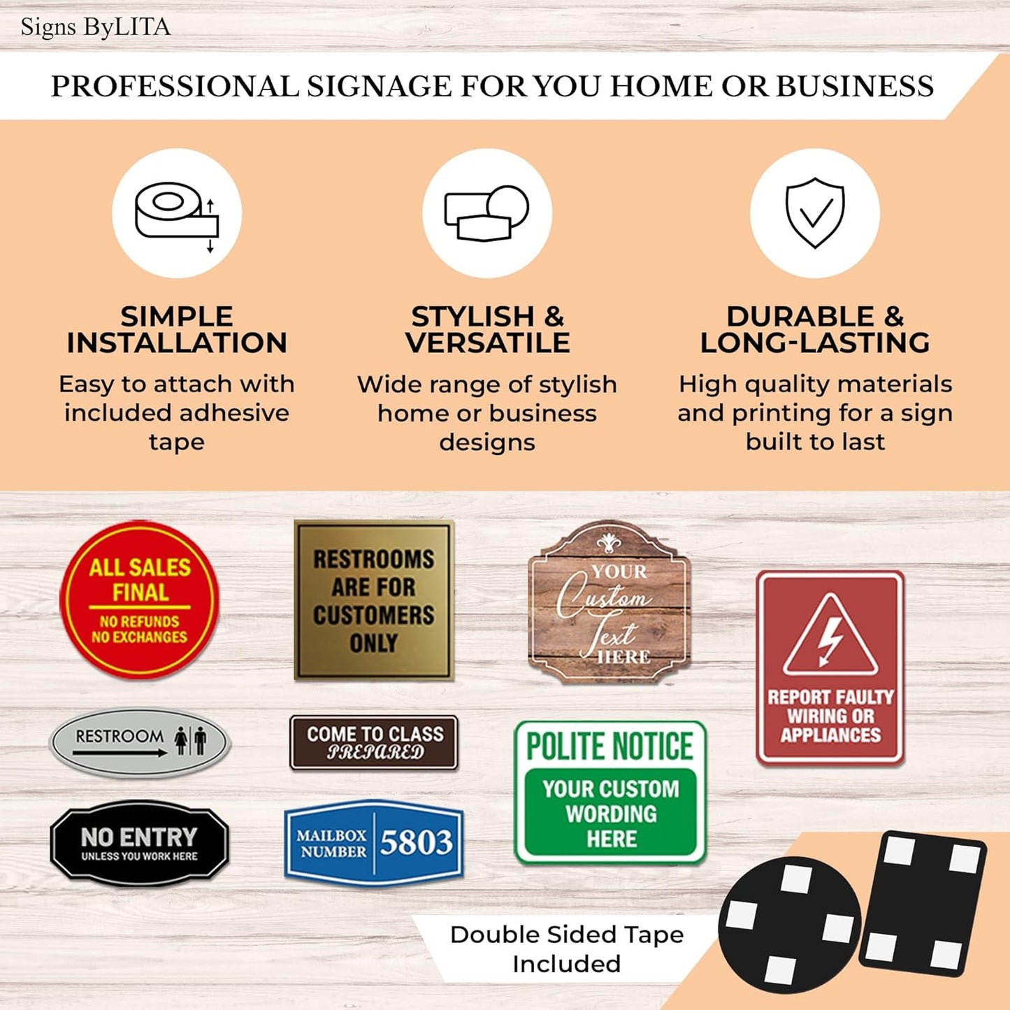 Signs ByLITA Standard Sprinkler Room Sign (Dark Brown) - Large 2 Pack