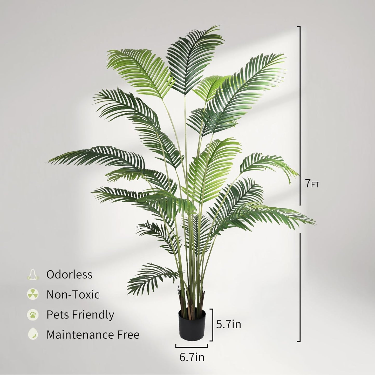 Worth Garden 82in 2-Pack Artificial Areca Palm Tree in Pot, 7ft Fake Cane Palm Silk Plant Indoor Outdoor, Dypsis Lutescens, Lifelike Faux Silk Plants Home Decor