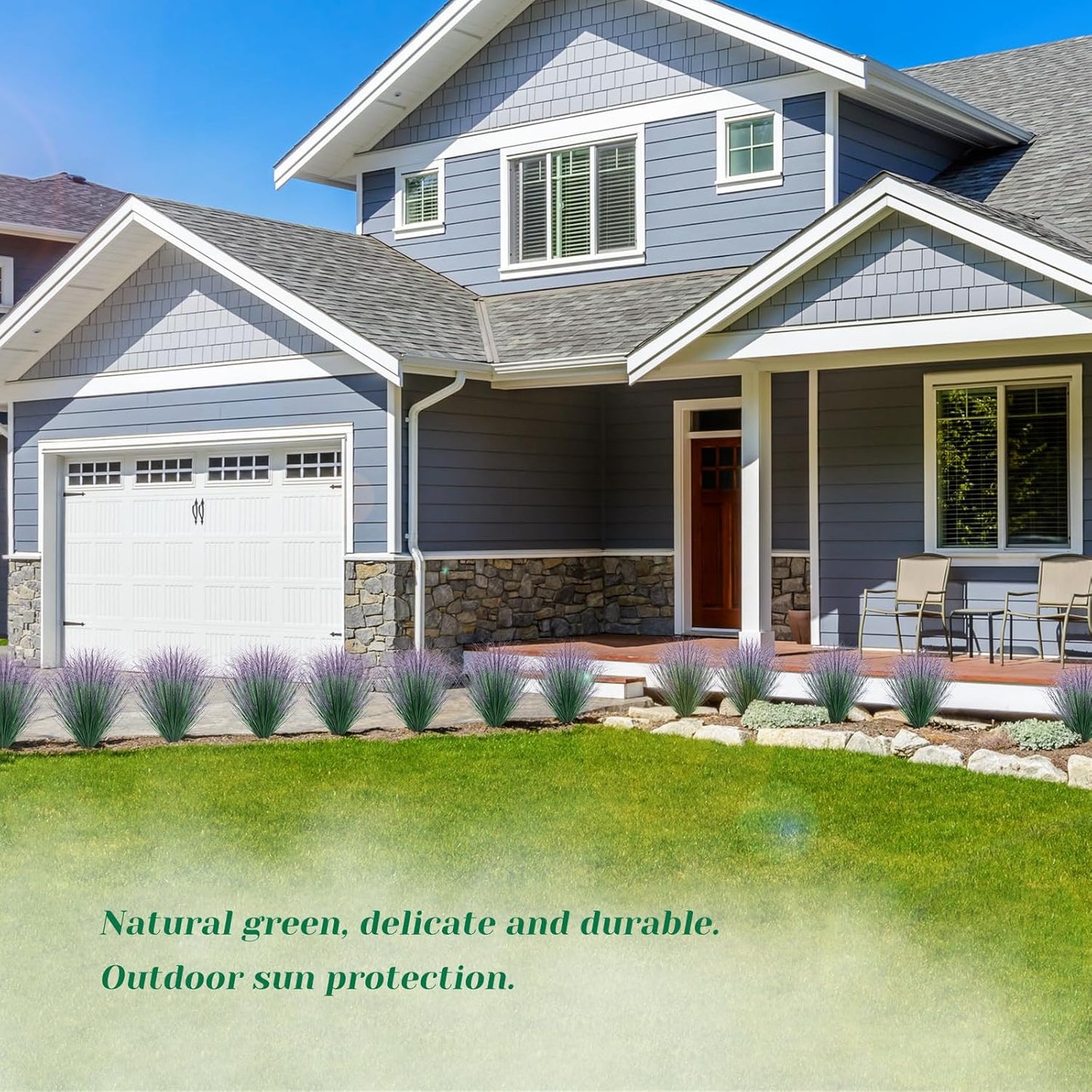 100Pcs Artificial Grass Plants, Faux Shrubs Wheat Grass, Artificial Tall Fake Plants for Outdoor Decor, Greenery Stems Weed for Room Indoor Home Decor(Green Purple Tail)