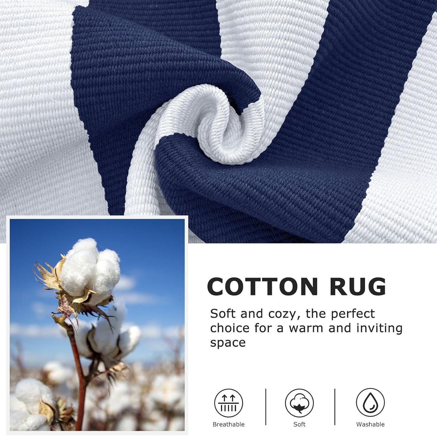 IOHOUZE Navy White Striped Rug -3x5 Front Door Mats Outdoor,Washable Rug for Front Porch Decor,Spring Summer Welcome Mats Outdoor Indoor, Doormat for Farmhouse/Entryway/Home Entrance