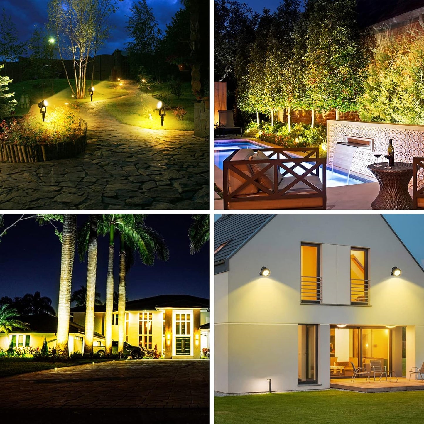 T-SUNUS Halloween Solar Landscape Spotlights, Garden Spot Light IP65 Waterproof 9.8ft Cable, 2000mAh Separated Panel, Auto On/Off for Christmas Tree Flag Driveway Pathway Pool Area Warm White 3000K