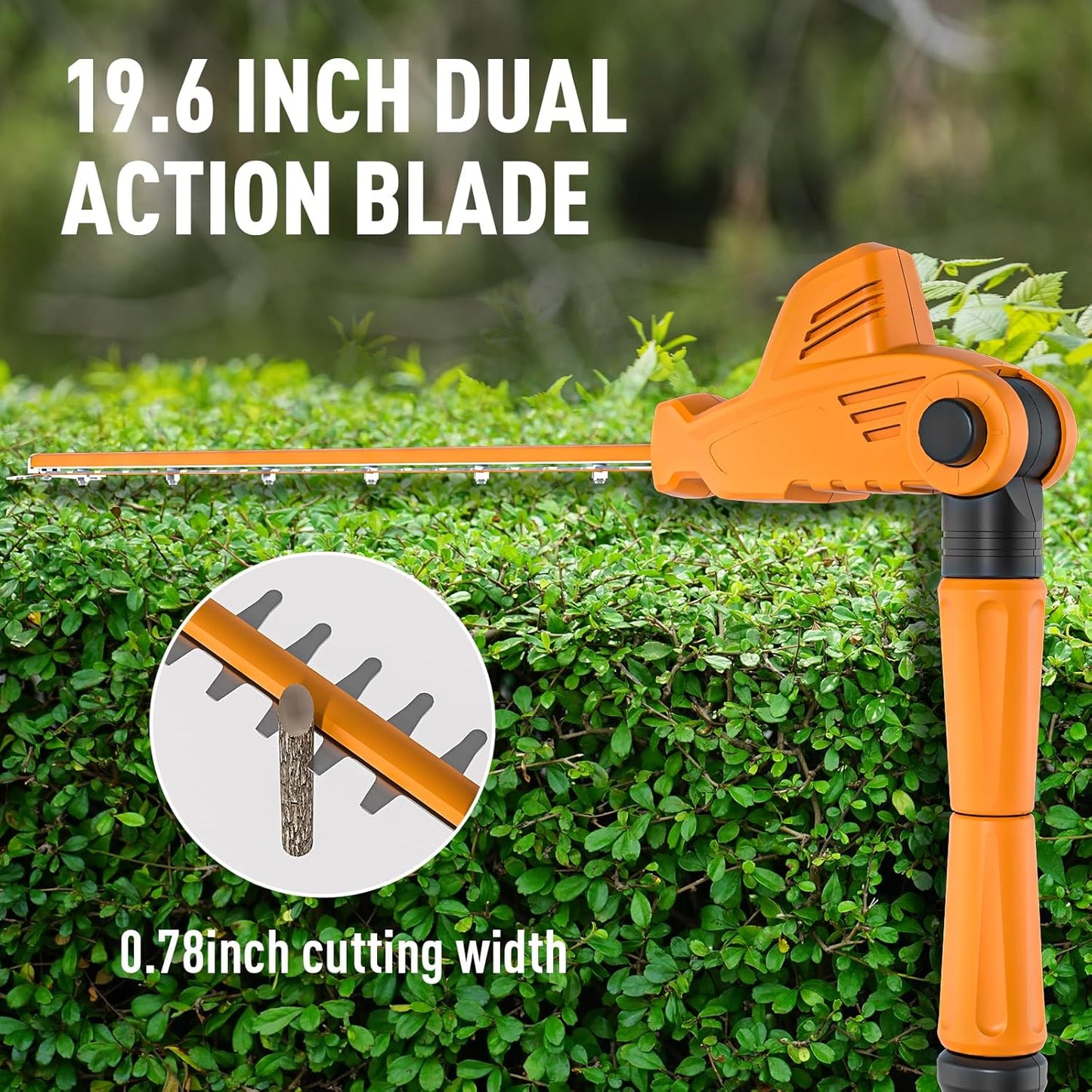 40V Pole Hedge Trimmer Cordless, 500mm Telescopic Range Pole Hedge Trimmer, 9 Rotary Positions Hedge Trimmer with Extension Pole, with 2Ah Battery and Charger Included