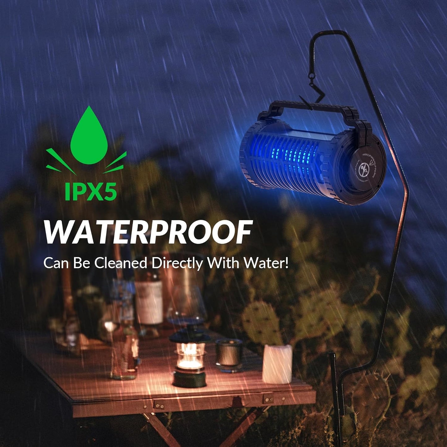 Solar-Powered Mosquito Killer & Bug Zapper, 4200V Voltage, IP5 Waterproof, ABS Fireproof Material, Large Coverage Area (1/2 Acre), Long-Lasting LED Lamp Beads,(Black)