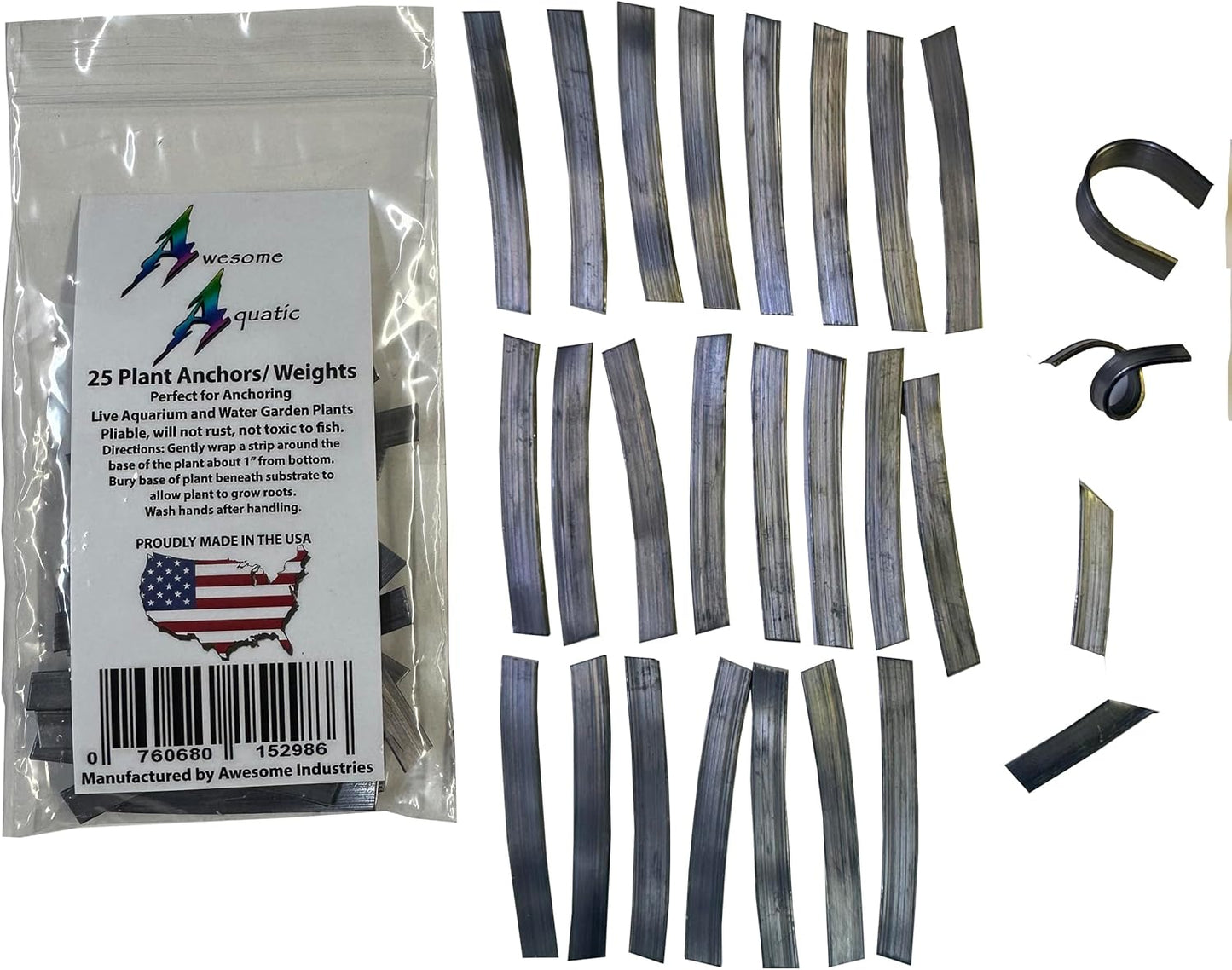 Awesome Aquatic Plant Anchors/Weights 25 pk Strip Lead Ribbon Live Plants Weight Anchor (25 Pack Strips)