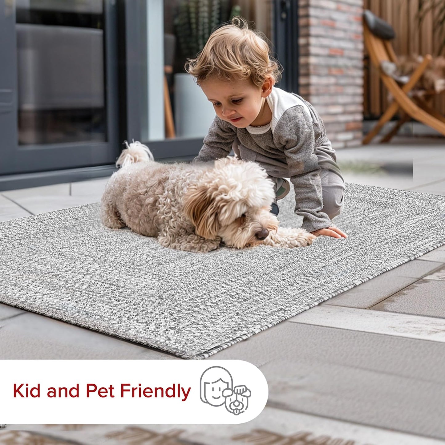 nuLOOM Oval 5' x 8' Solid Hand Braided Indoor/Outdoor Area Rug, Pet-Friendly, High Traffic, Weather Resistant, for Patio, Balcony, Bedroom, Living, Dining Room, Wynn Salt and Pepper