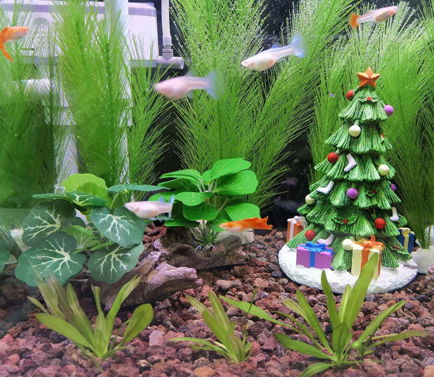 M2cbridge Artificial Fish Tank Plants Silk Aquarium Plastic Plant Aquatic Water Grass Foreground Decor(2PCS Small Green)