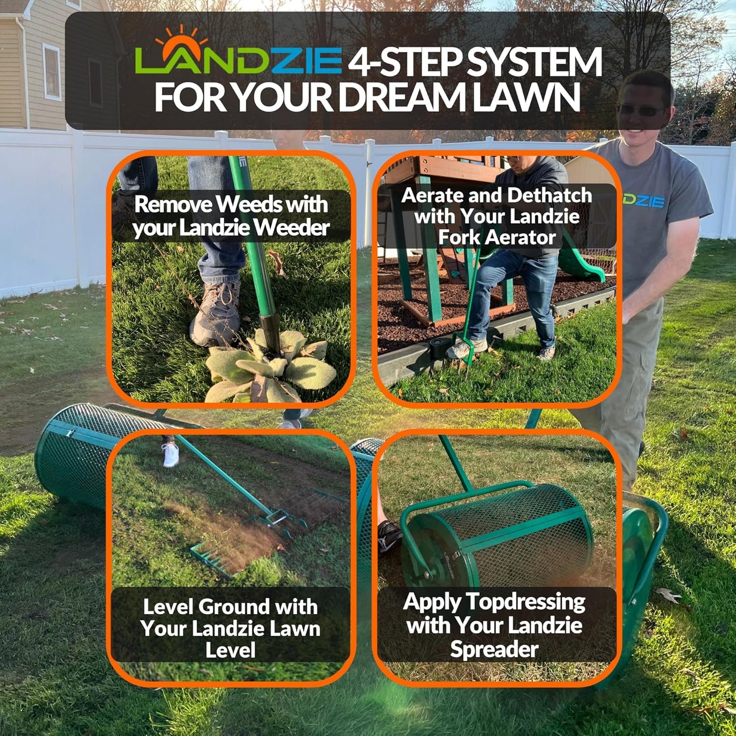 LANDZIE - The Original Lawn Leveling Rake – 36" Steel Handle Yard Leveler, Lawn Level Tool for Creating a Flat Surface - Works for Soil, Dirt, Topdressing, and Ground