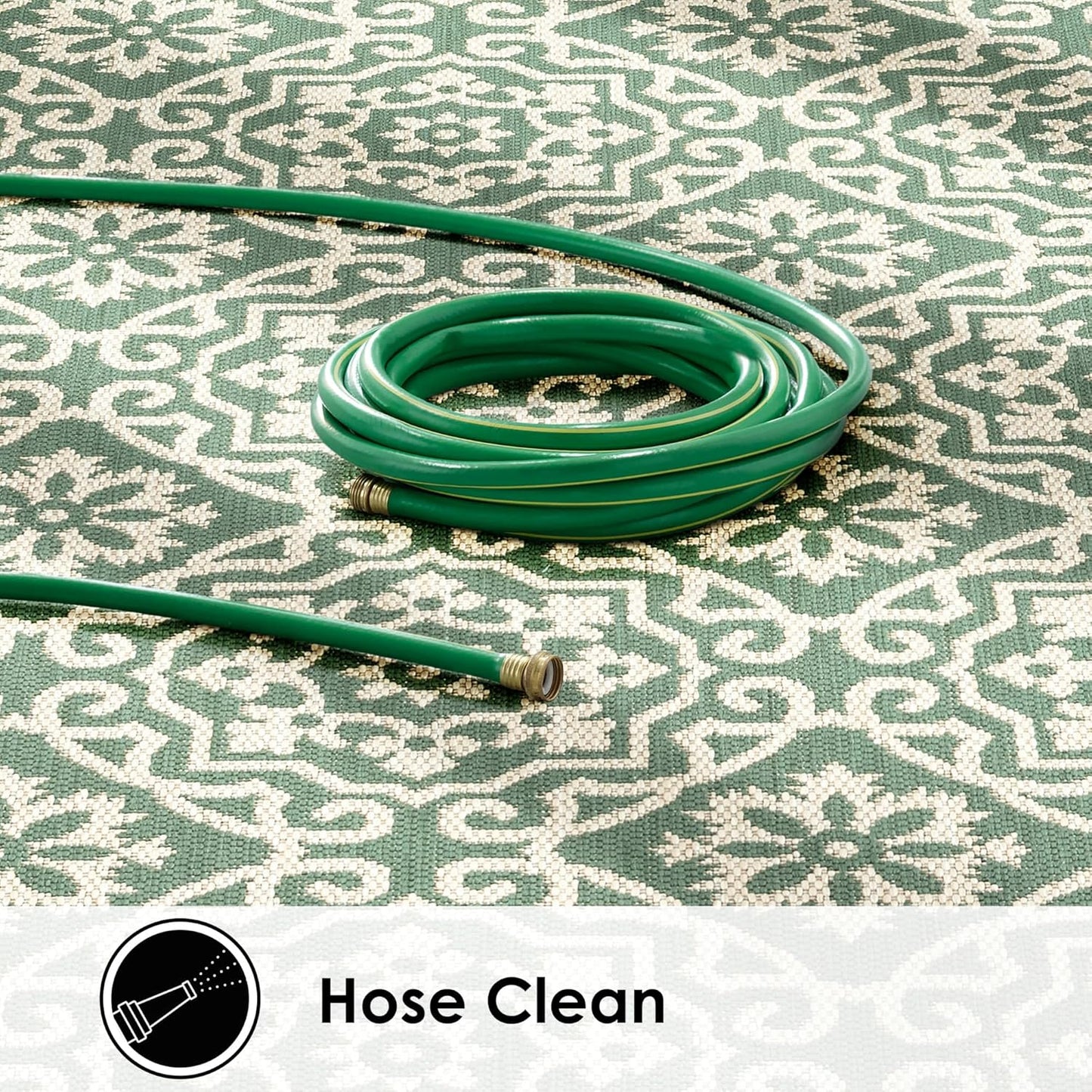 Nicole Miller New York Patio Country Julia Transitional Geometric Indoor/Outdoor Area Rug, Green/Beige, 5'2"x7'2"