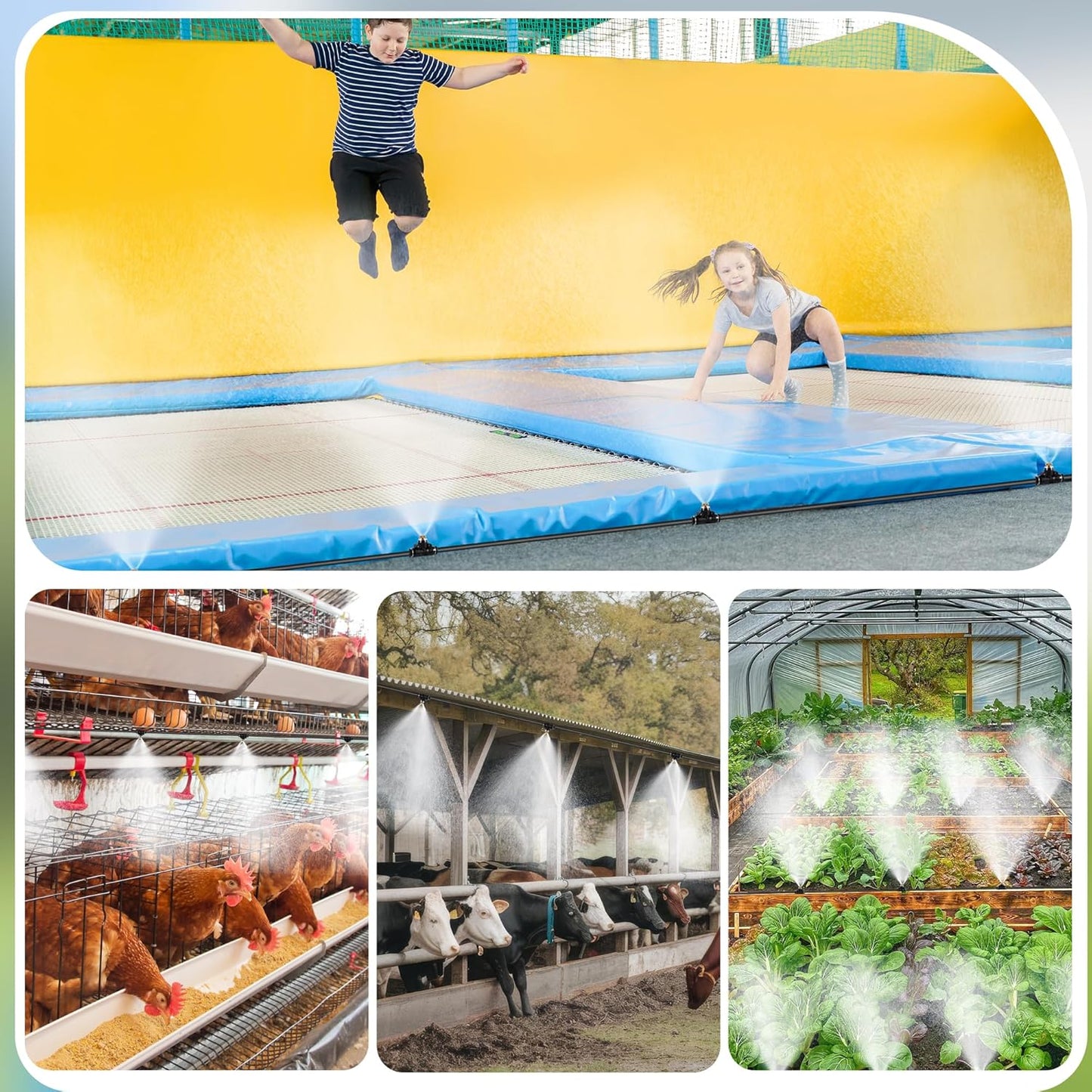 Misters for Outside Patio, Misting Cooling System Anti Leak, 40FT (12M) Misting Line with 12 Brass Mist Nozzles and Adapter(3/4"), DIY Water Misters for Garden Greenhouse Fan BBQ Party Pool