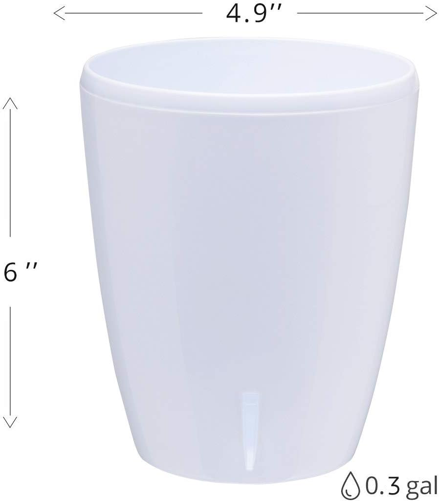Santino 4.9 Inch ORCHIDEA Self Watering Pots for Orchids in White (Set of 3) - Decorative Wicking Planter with w/Great Aerification, Drainage and Water Level Indicator