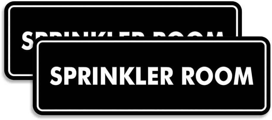 Signs ByLITA Standard Sprinkler Room Sign (Black) - Large 2 Pack