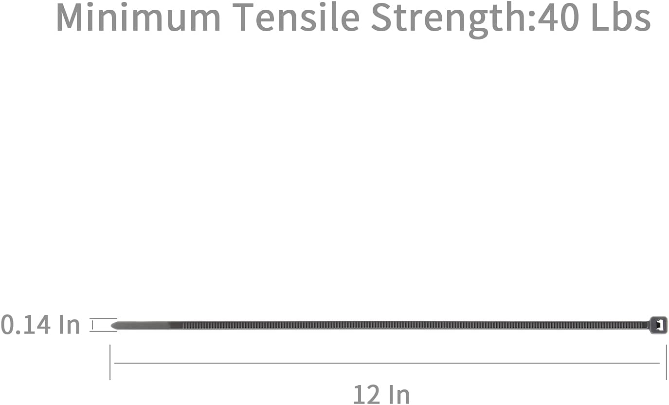 XINGO Nylon Cable Zip Ties Self Locking Plastic Wire Ties with 40 Lbs Tensile Strength for Indoor and Outdoor 12 Inch 500 Pack Silver Grey