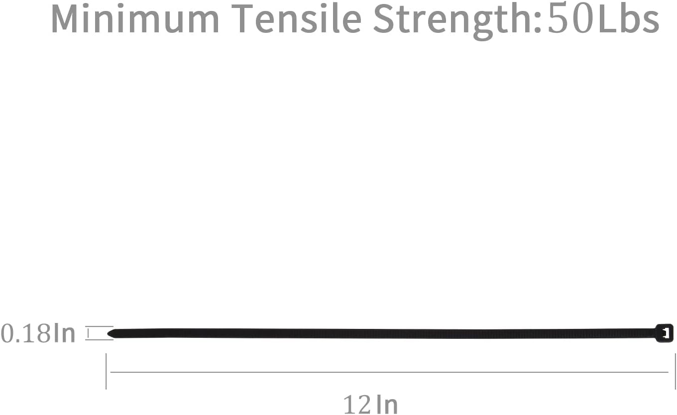 XINGO 100PCS Cable Zip Ties Heavy Duty, Premium Nylon Plastic Wire Ties with 50 Pounds Tensile Strength, Self-Locking Black Nylon Zip Ties for Indoor and Outdoor (12 inch, Black)