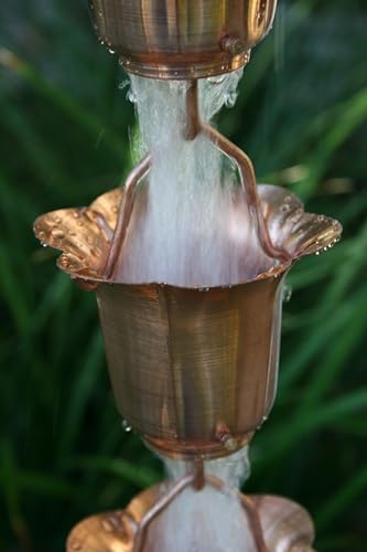 Nutshell Stores Flower Cups Rain Chain - Copper - 20 Feet