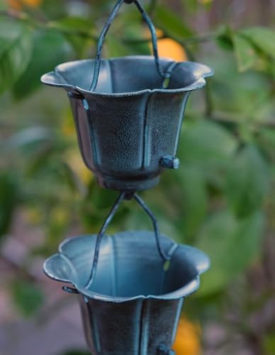 Nutshell Stores Flower Cups Rain Chain - Patina - 14 Feet
