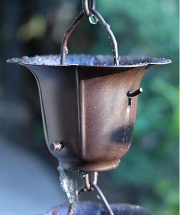 Nutshell Stores Flower Cups Rain Chain - Bronze - 12 Feet