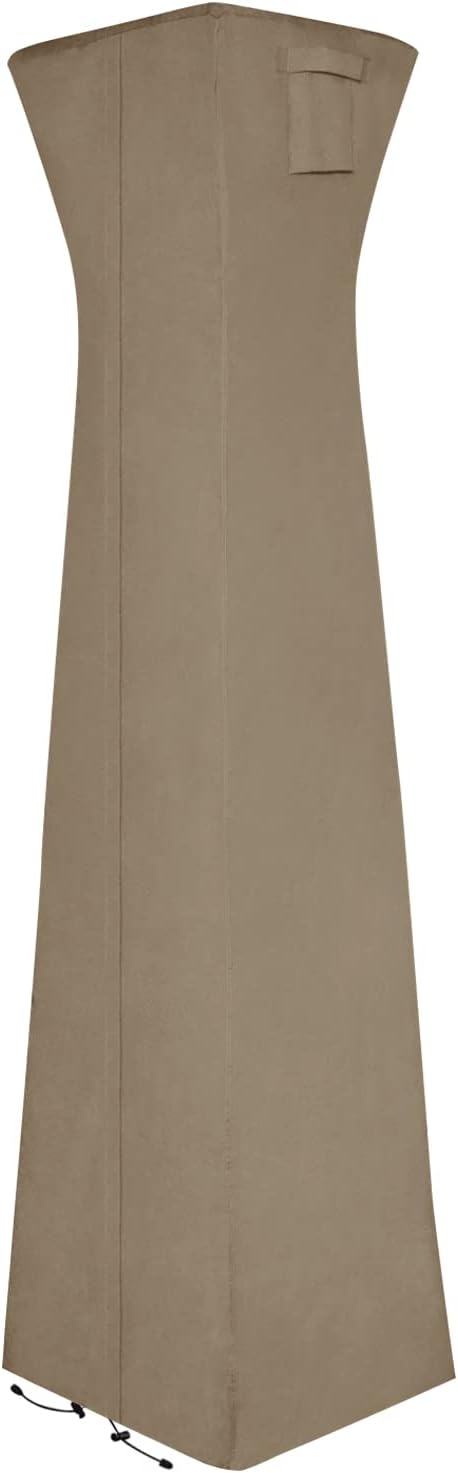 Easy-Going Pyramid Torch Patio Heater Cover with Zipper and Storage Bag, Waterproof Outdoor Heater Cover Dustproof, UV-Resisant, Wind-Resistant (90" H x 23" L x 23" W, Camel)