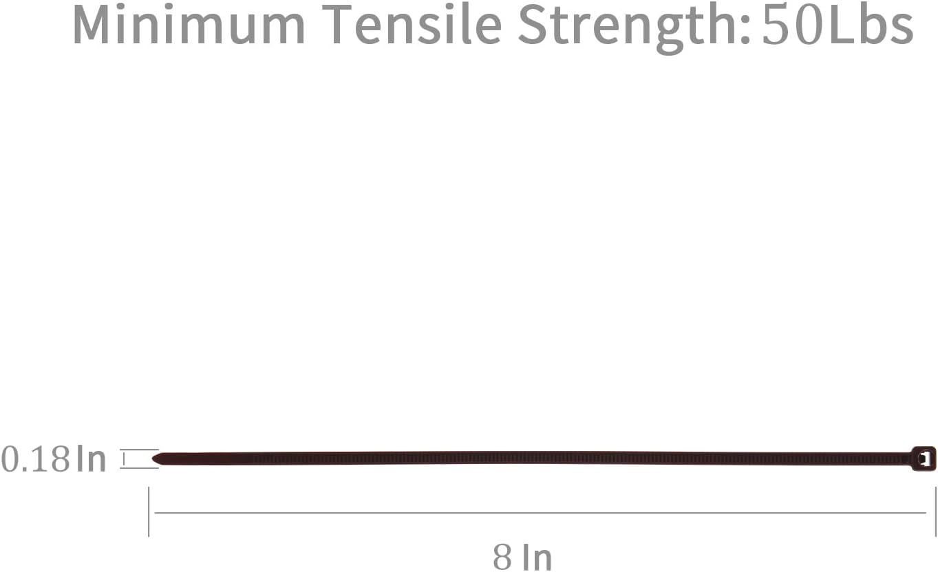 XINGO 100PCS Cable Zip Ties Heavy Duty, Premium Nylon Plastic Wire Ties with 50 Pounds Tensile Strength, Self-Locking Black Nylon Zip Ties for Indoor and Outdoor (8 inch, Brown)