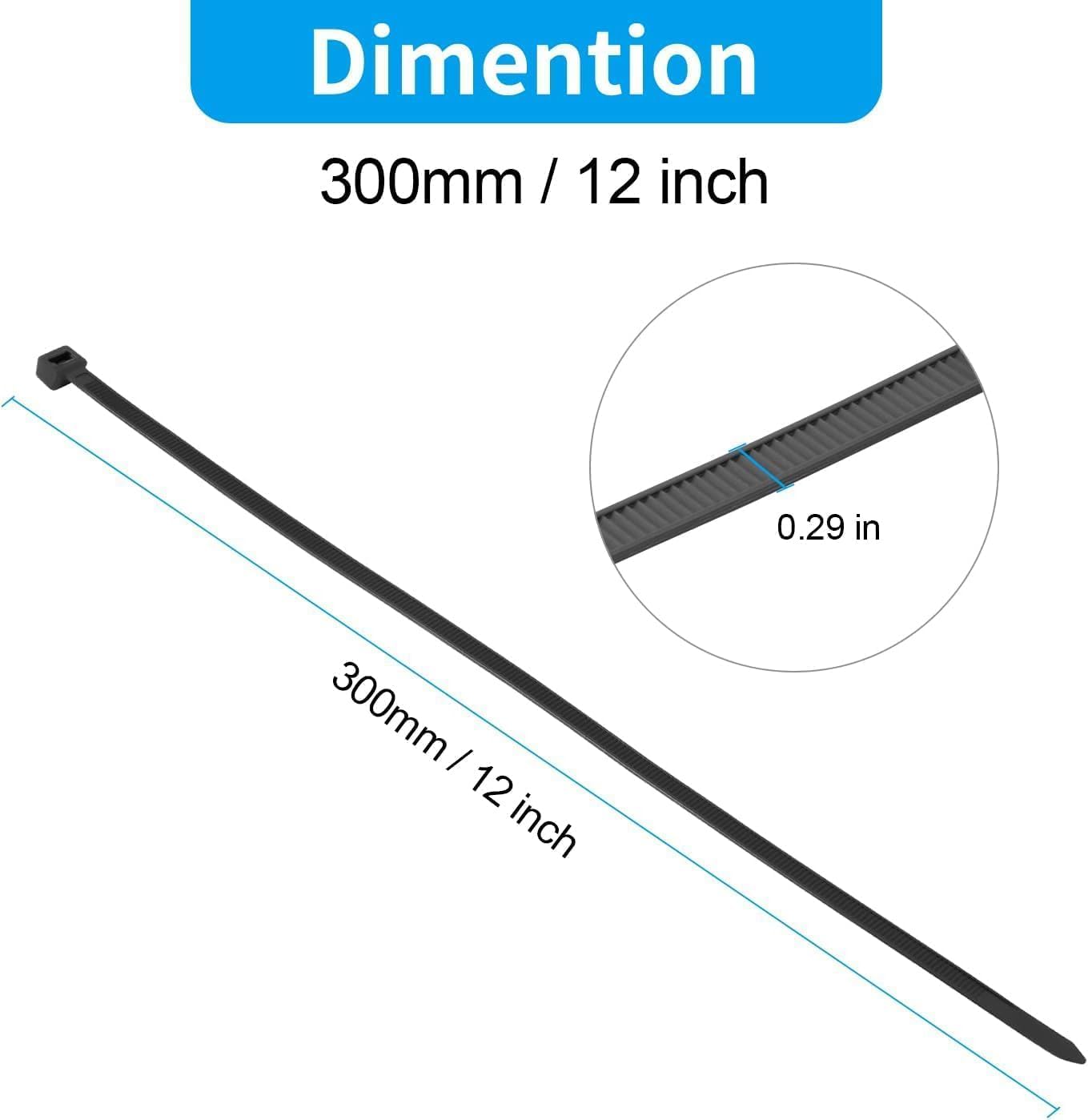 XINGO 12 Inch Green Zip Ties Heavy Duty 100 Pack, 120 LBS Tensile Strength, Premium Nylon Cable Wire Ties, Self-locking Plastic Ties for Indoor and Outdoor Use