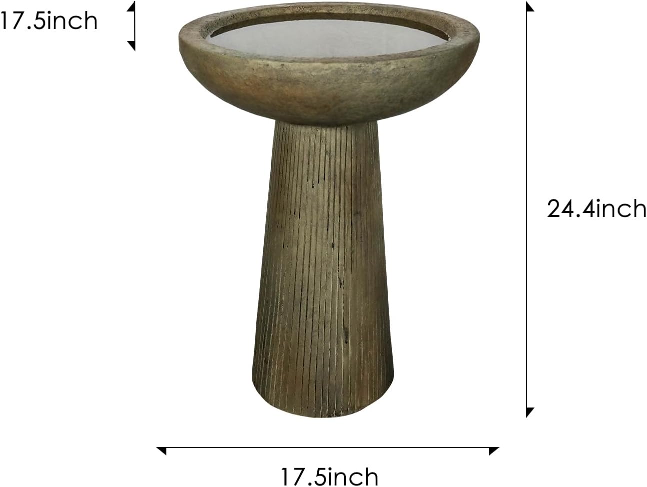 SunJet 24.4inches Tall Fiber-Reinforced Concrete Bird Bath - Modern Minimalist Style Outdoor Birdbaths & Feeder Combo for Outdoors Patio Garden Yard Lawn Decor