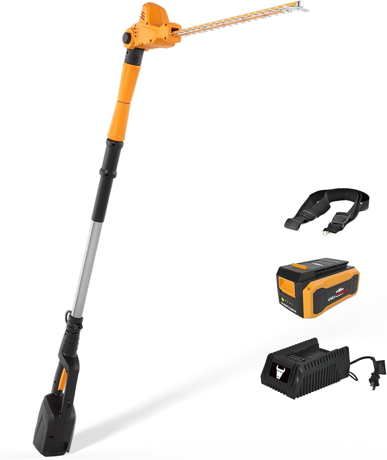 40V Pole Hedge Trimmer Cordless, 500mm Telescopic Range Pole Hedge Trimmer, 9 Rotary Positions Hedge Trimmer with Extension Pole, with 2Ah Battery and Charger Included